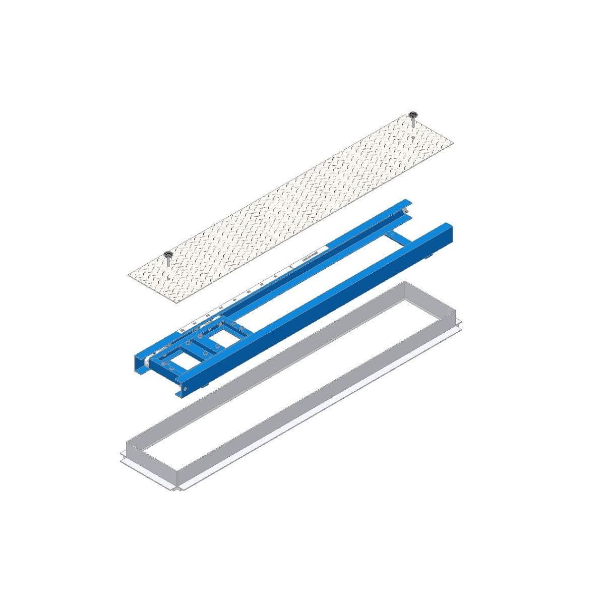 Kārtslēkšanas statīvu sliede ar betonējamu kasti un vāku