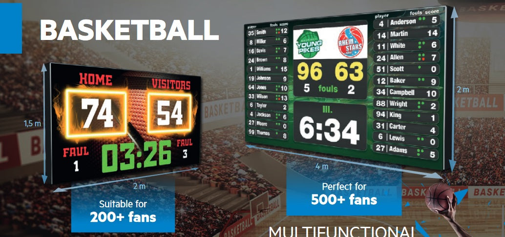 Video ekrāns tablo stadioniem, sporta zālēm