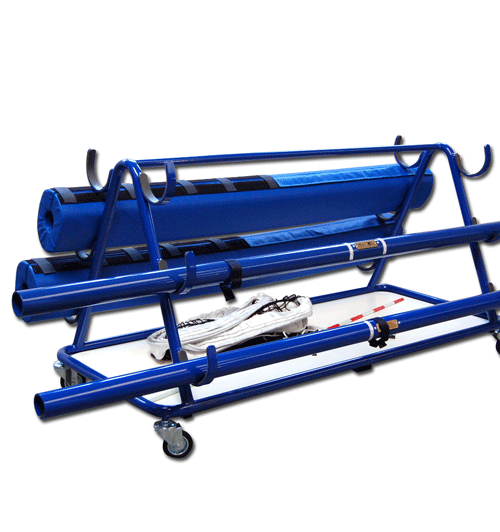 ratiņi volejbola statīvu novietošanai