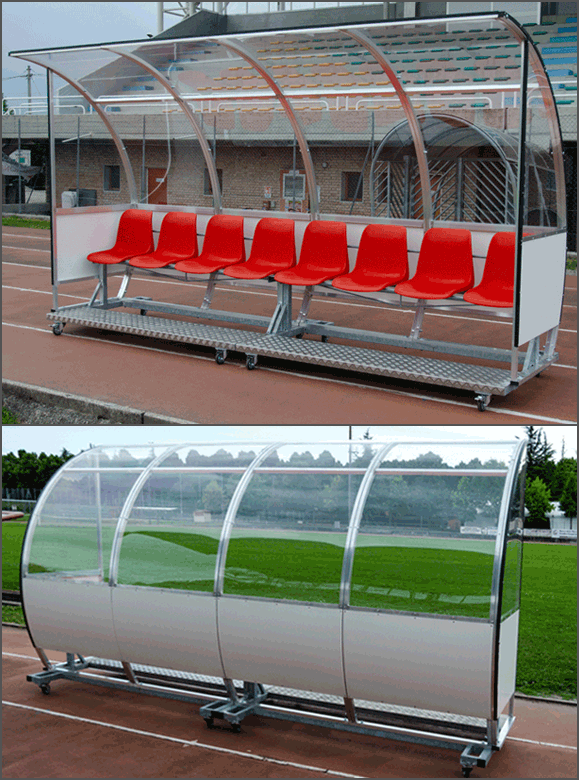 Rezerves spēlētāju nojumes futbola stadioniem