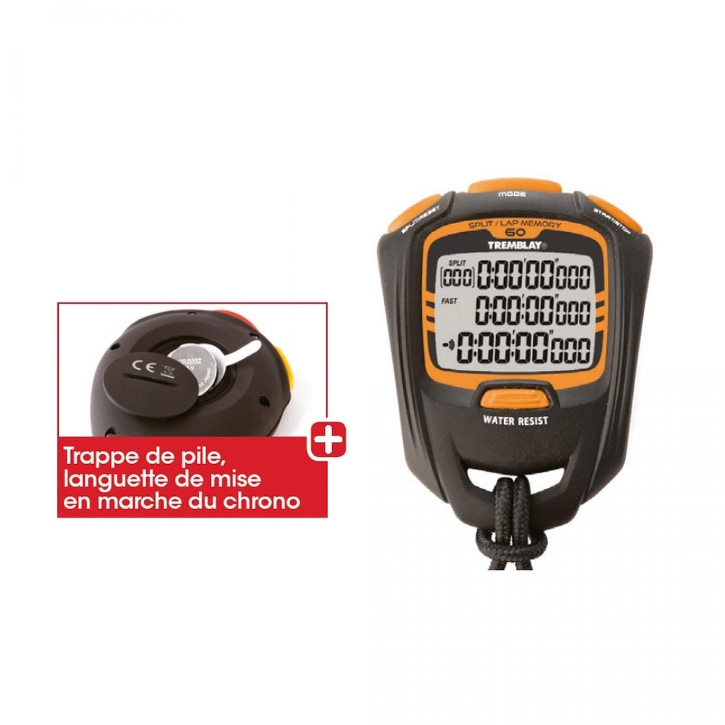 Hronometrs Tremblay CHR068. Trīs līniju displejs, 60 starplaiki.