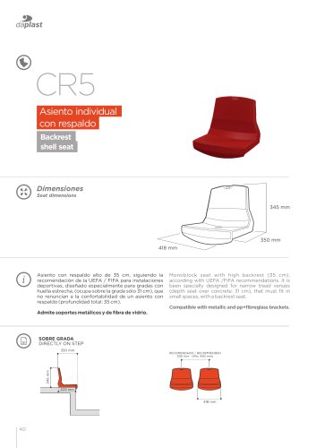 Stadionu tribīņu skatītāju sēdeklis Daplast CR5