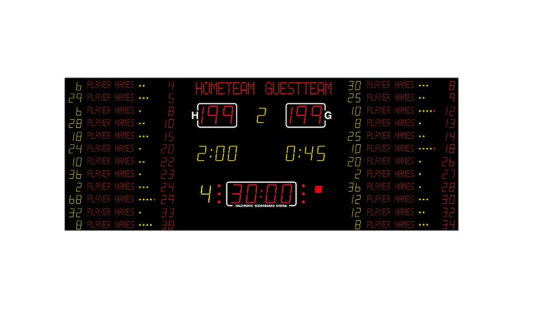 Nautronic elektroniskais basketbola-rezultātu-tablo NX26401 - FIBA - Level 2