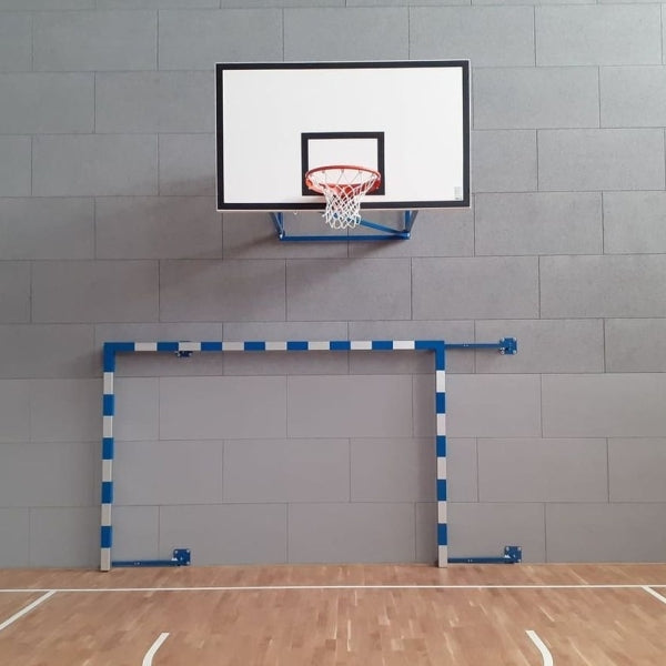 Handbola vārti a;lumīnija 3 x 2 m nolokāmi pie sienas,