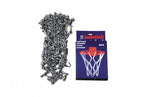 basketbola groza tīkls no metāla ķēdēm.