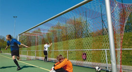 futbola vārtu tīkli 7,32 x 2.44 m balts-sarkans